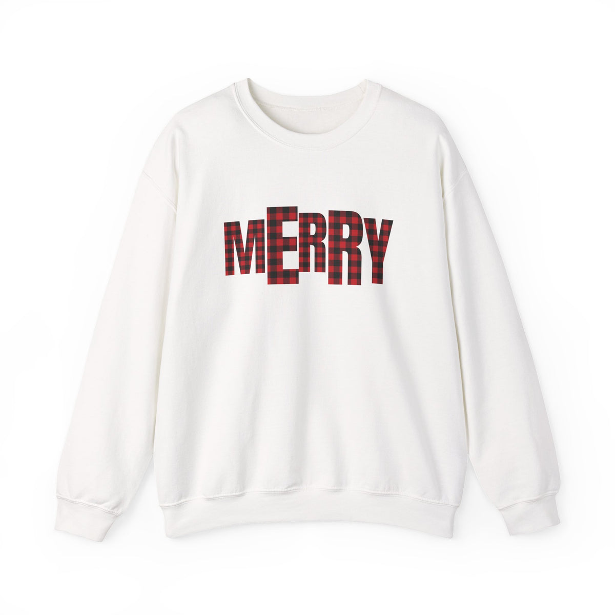 MERRY buffalo plaid letters Sweatshirt | Christmas holiday cozy design