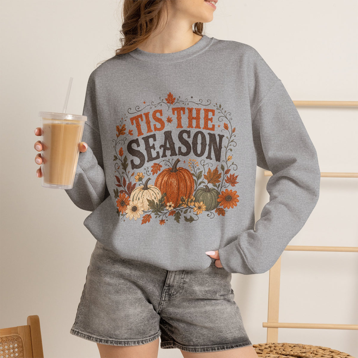 Tis The Season pumpkin floral sweatshirt | Fall autumn harvest crewneck