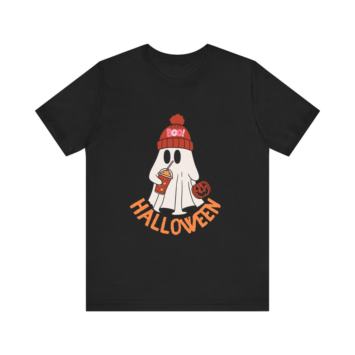 Cozy Beanie Ghost Halloween T-Shirt | Trick-or-Treat Costume Tee