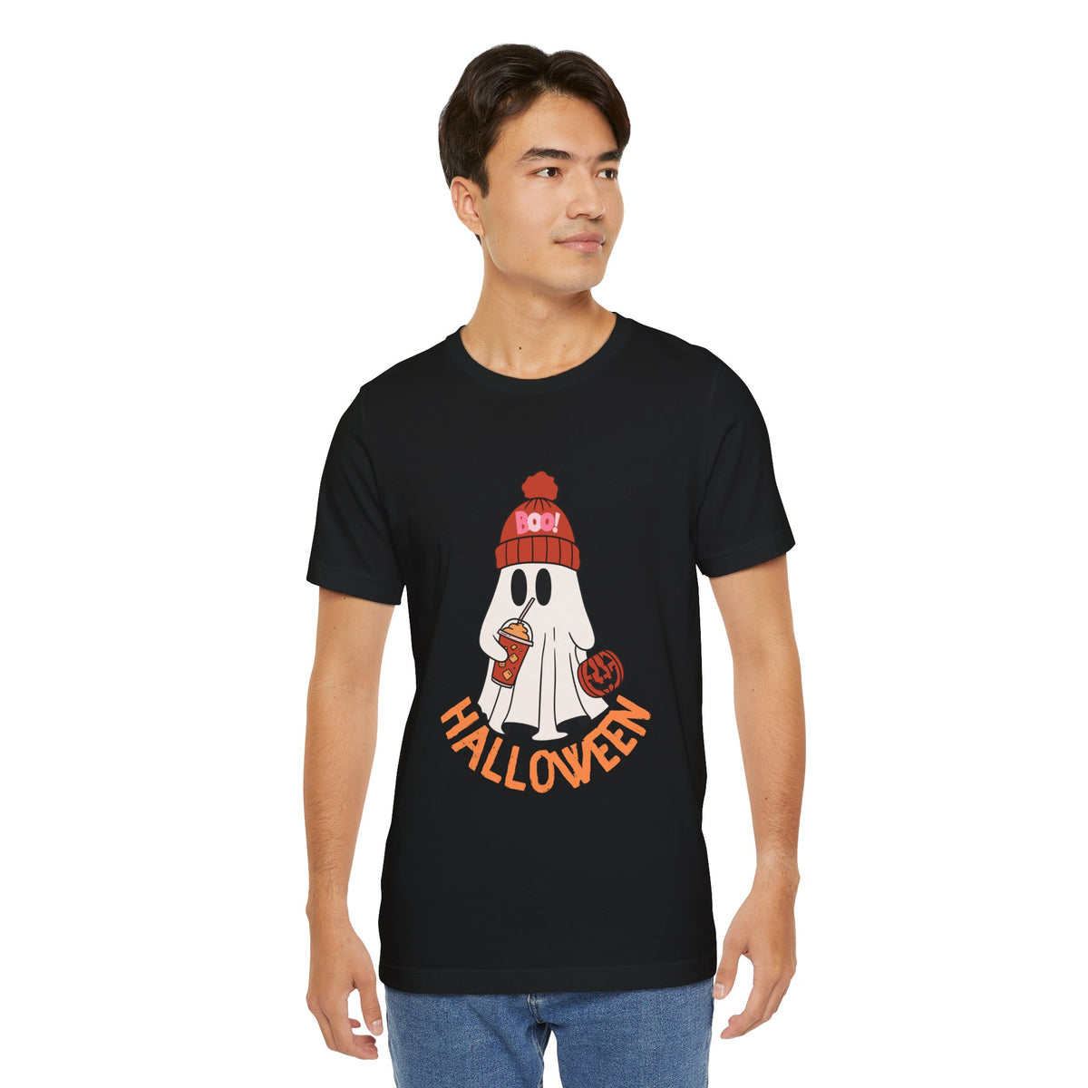 Cozy Beanie Ghost Halloween T-Shirt | Trick-or-Treat Costume Tee