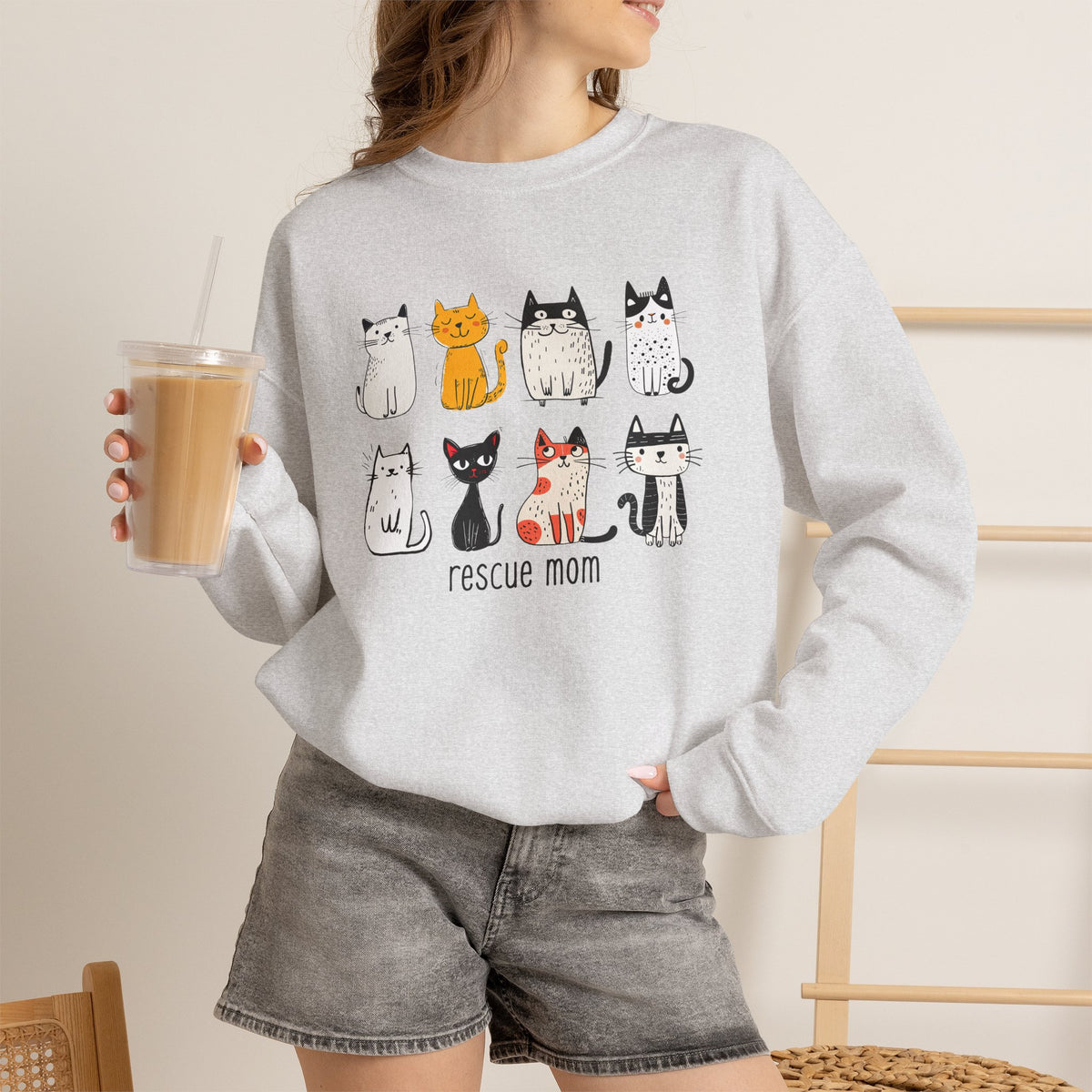 Rescue Mom Cats sweatshirt | Cat Mom Crewneck, Animal Rescue Shirt