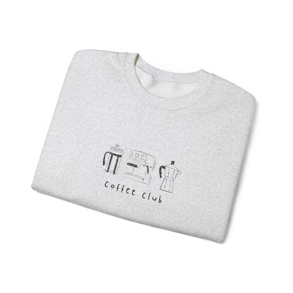 Embroidered Sweatshirt Coffee Club | Minimalist Coffee Makers Graphic Crewneck