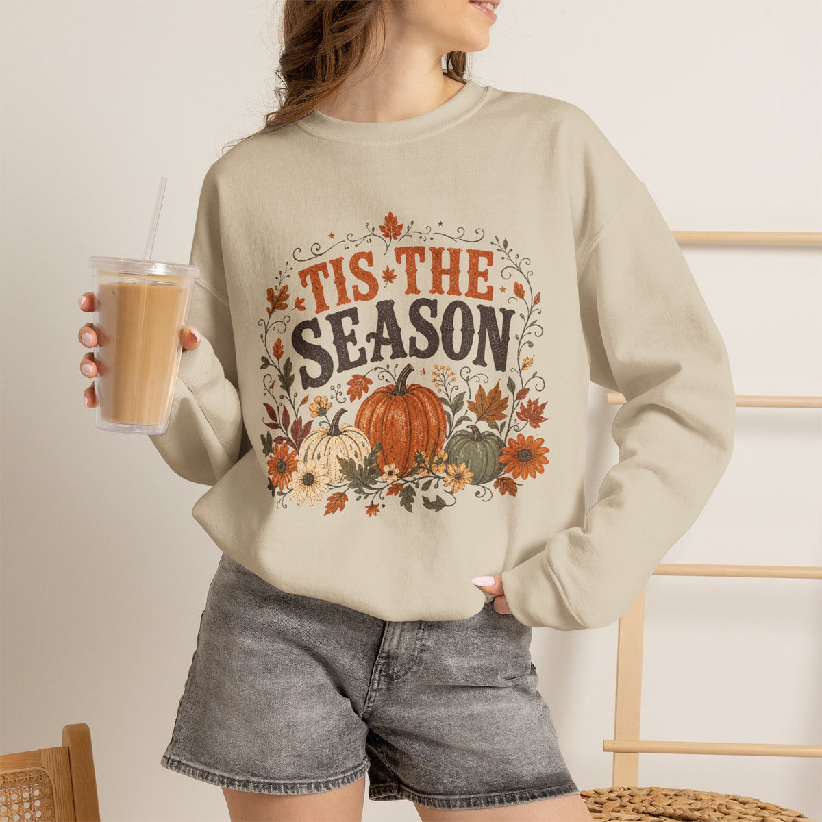 Tis The Season pumpkin floral sweatshirt | Fall autumn harvest crewneck