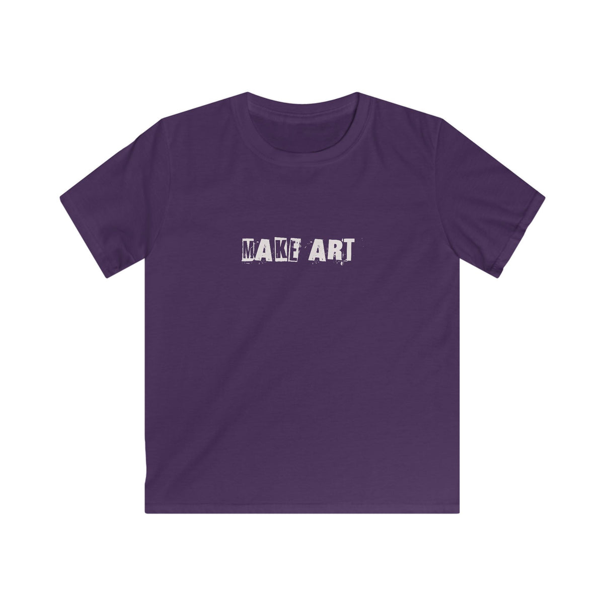 MAKE ART Kids Tee | Stencil Grunge Text, Black Graphic Shirt