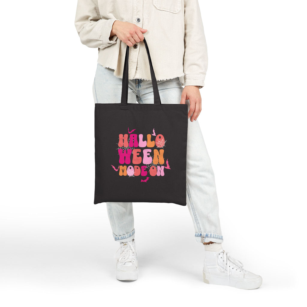 Halloween Mode On Tote Bag | Retro Pumpkin Typography, Fall Trick or Treat