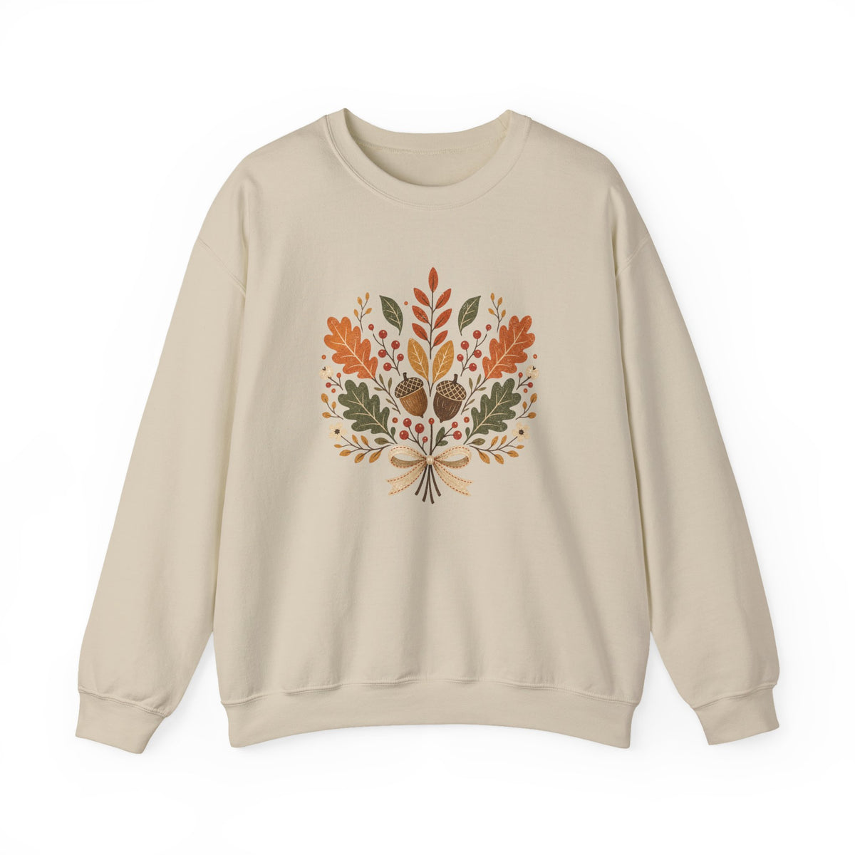 Autumn Foliage Bouquet Sweatshirt | Fall Leaves Acorn Crewneck