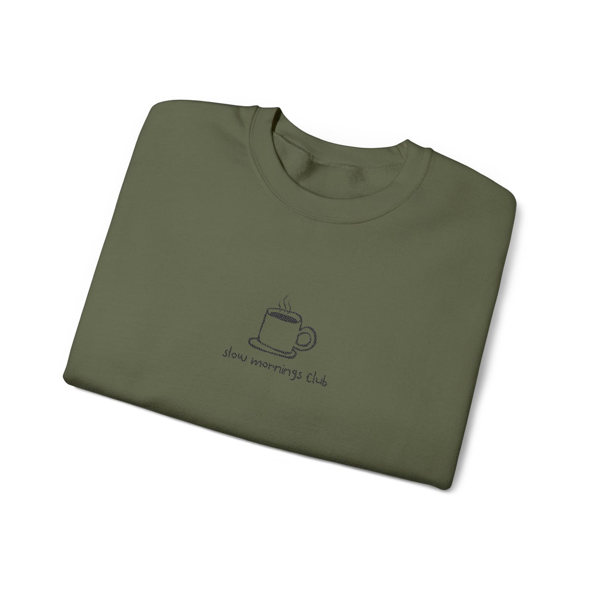 Embroidered Sweatshirt Coffee Lovers | Coffee Cup Slow Mornings Club Minimalist Design