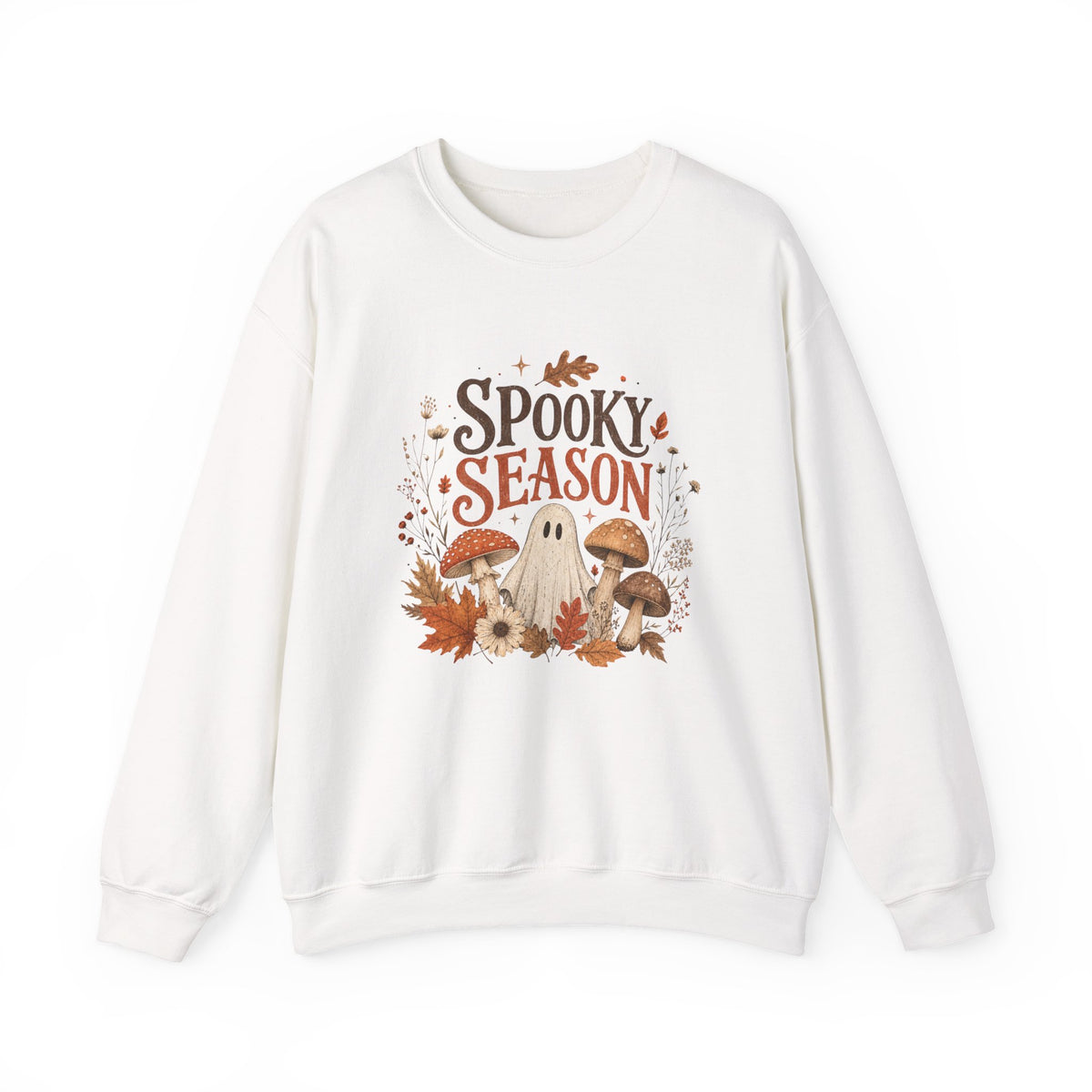 Spooky Season ghost mushrooms autumn leaves sweatshirt | Halloween fall