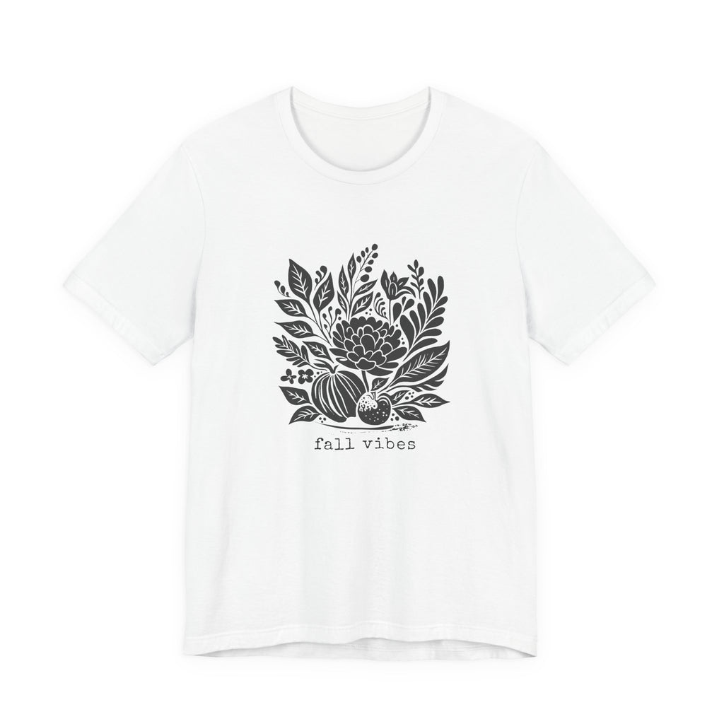 Fall Vibes Botanical Illustration Tee | Autumn Leaf Bouquet T-Shirt