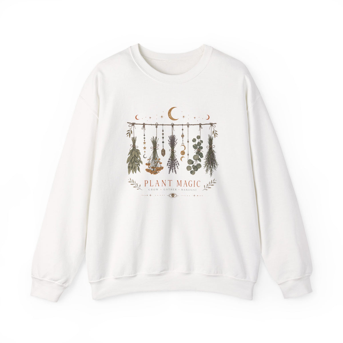 Plant Magic hanging herbs design Sweatshirt | Botanical Moon Illustration