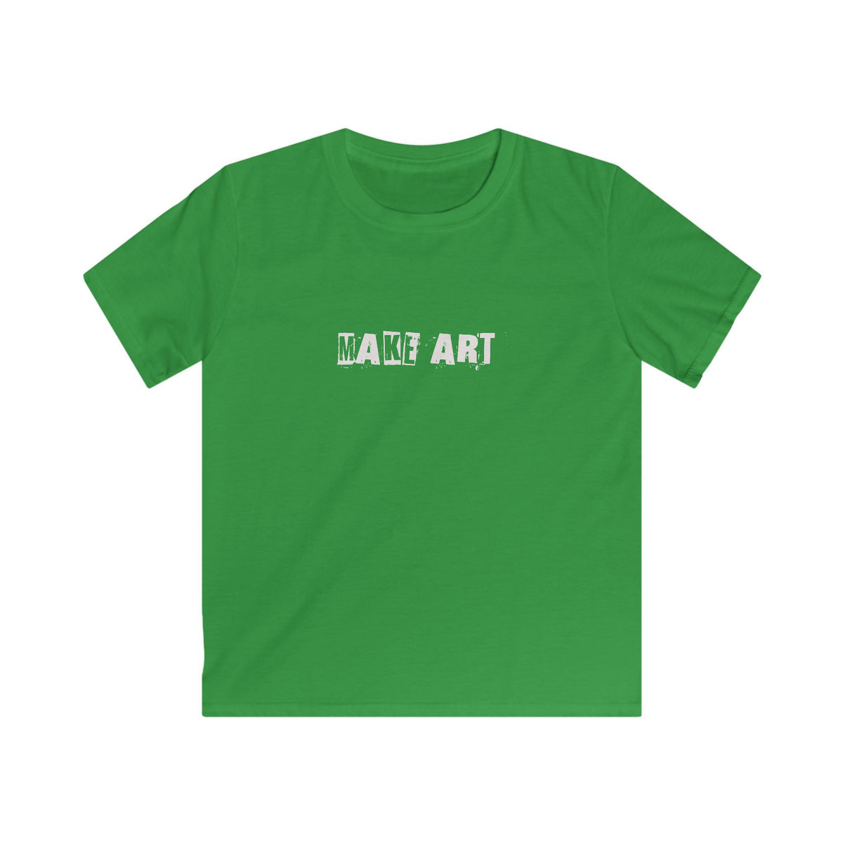 MAKE ART Kids Tee | Stencil Grunge Text, Black Graphic Shirt
