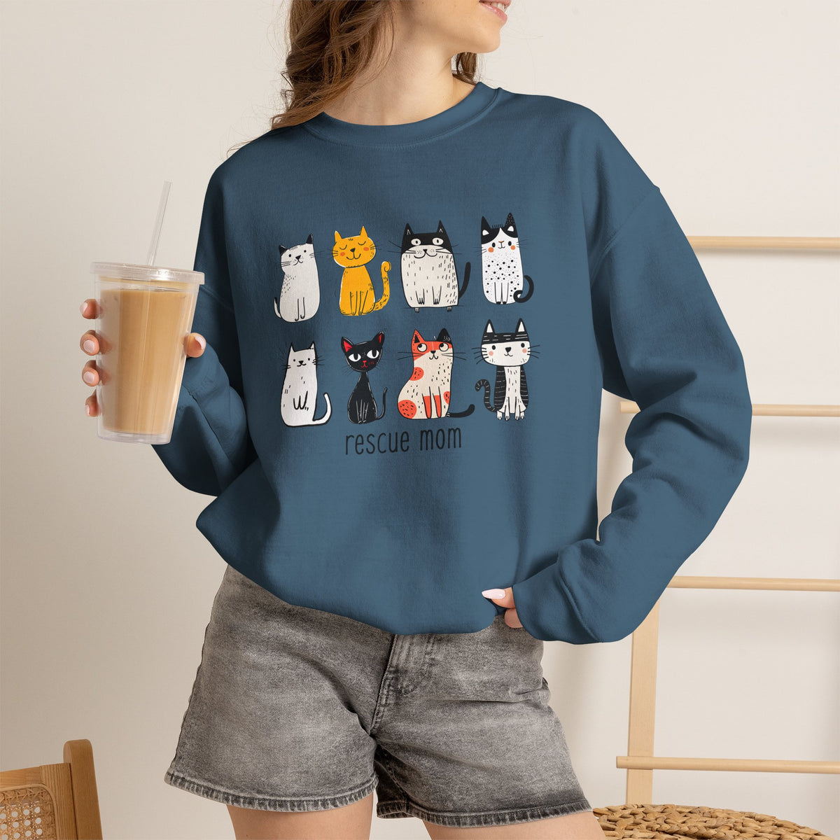 Rescue Mom Cats sweatshirt | Cat Mom Crewneck, Animal Rescue Shirt