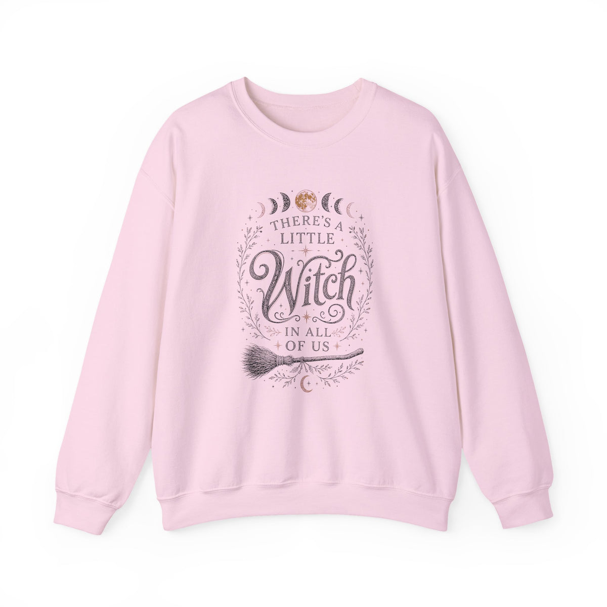 There's A Little Witch In All Of Us sweatshirt | moon phases broomstick witchy design halloween humor