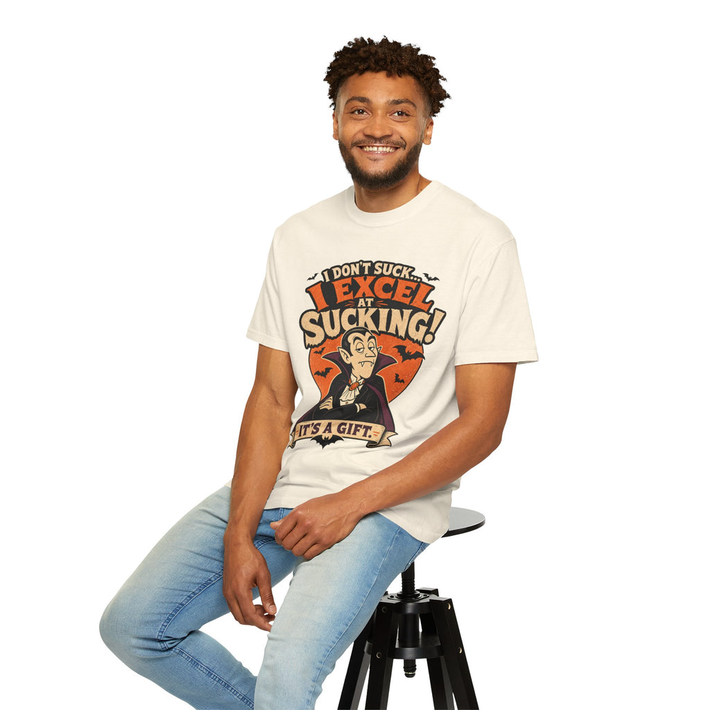 I Don't Suck I Excel At Sucking Vampire Illustration T-shirt