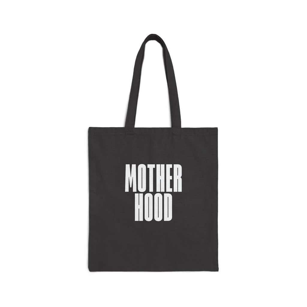 MOTHERHOOD tote bag | bold white text cotton canvas