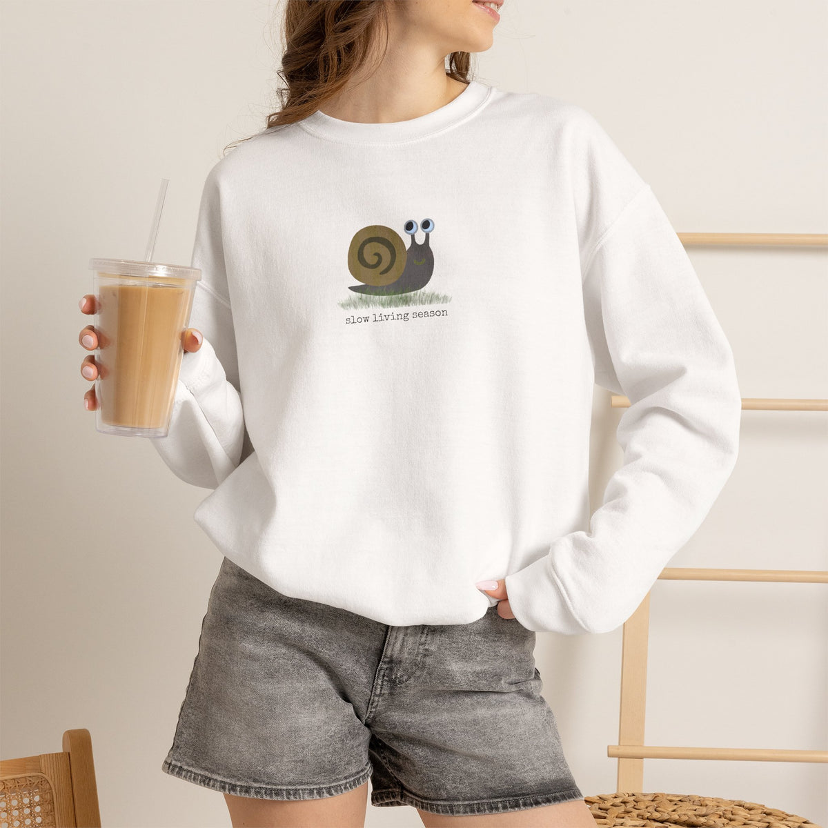 Fall Sweatshirt | Slow Living Season Cute Snail