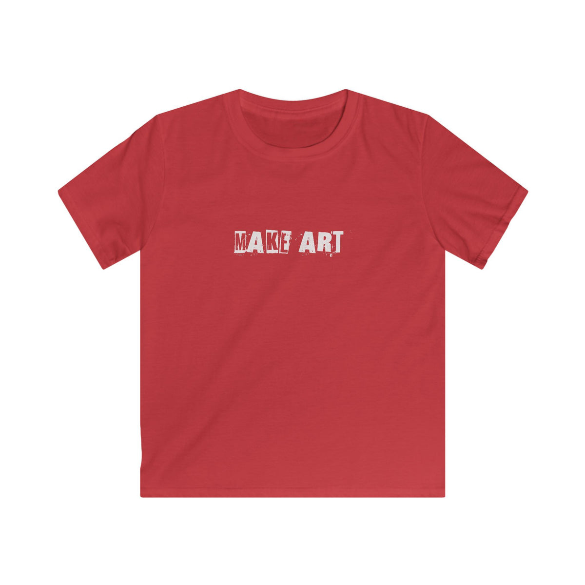 MAKE ART Kids Tee | Stencil Grunge Text, Black Graphic Shirt