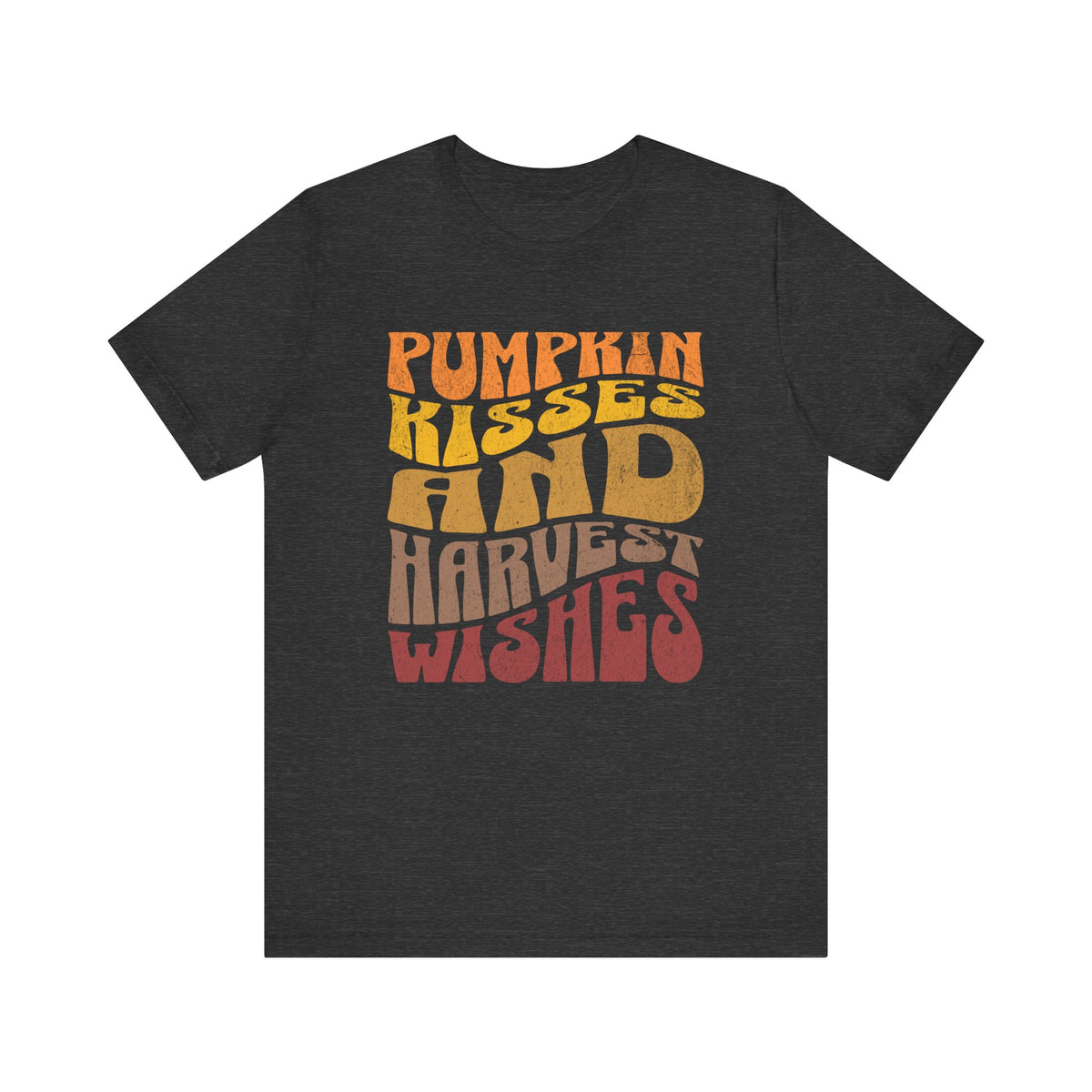 Pumpkin Kisses and Harvest Wishes T-Shirt | Fall Autumn Retro Typography Tee