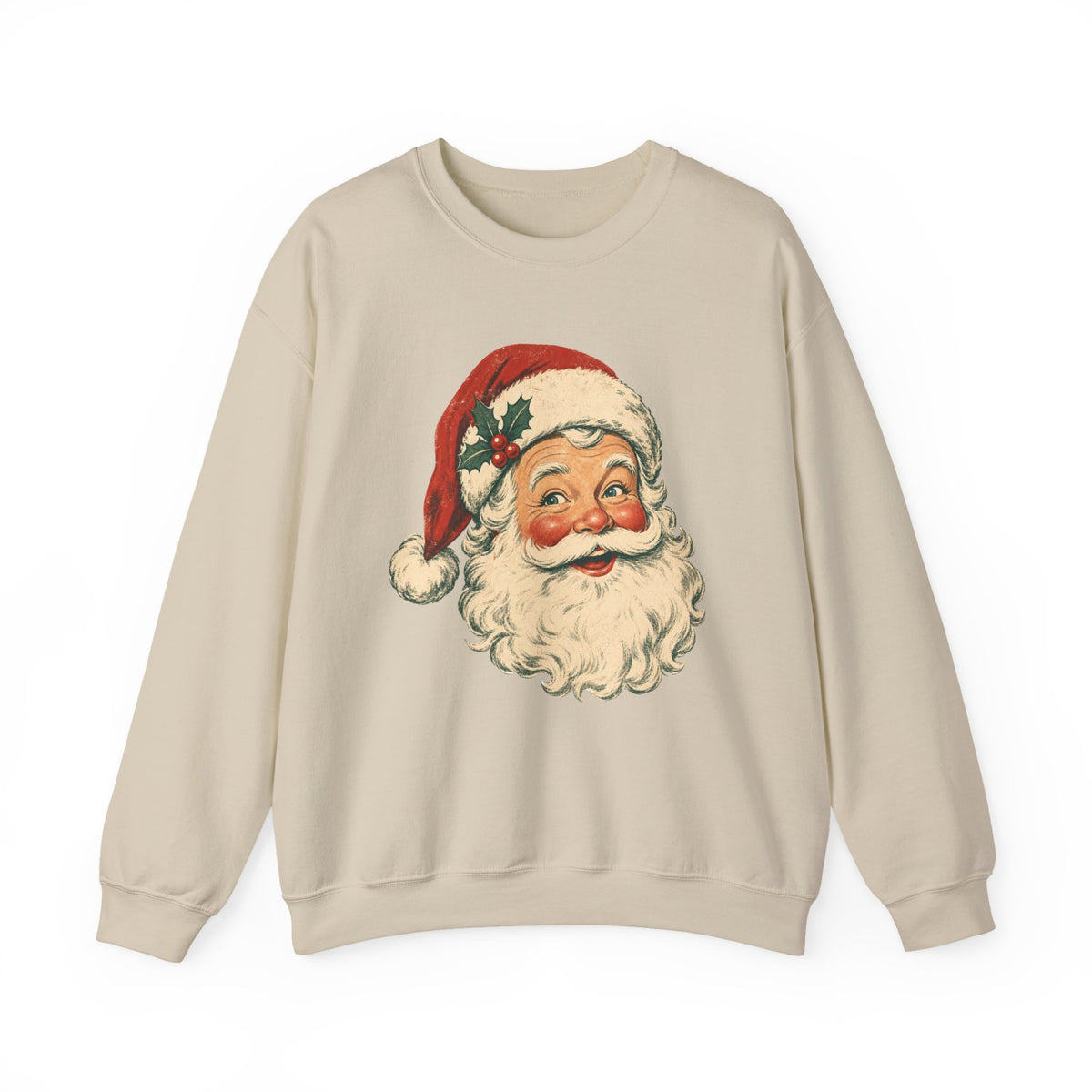 Vintage Santa Face Crewneck Sweatshirt | Retro Christmas Holiday Sweater