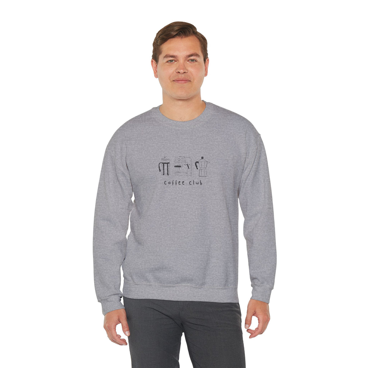 Embroidered Sweatshirt Coffee Club | Minimalist Coffee Makers Graphic Crewneck
