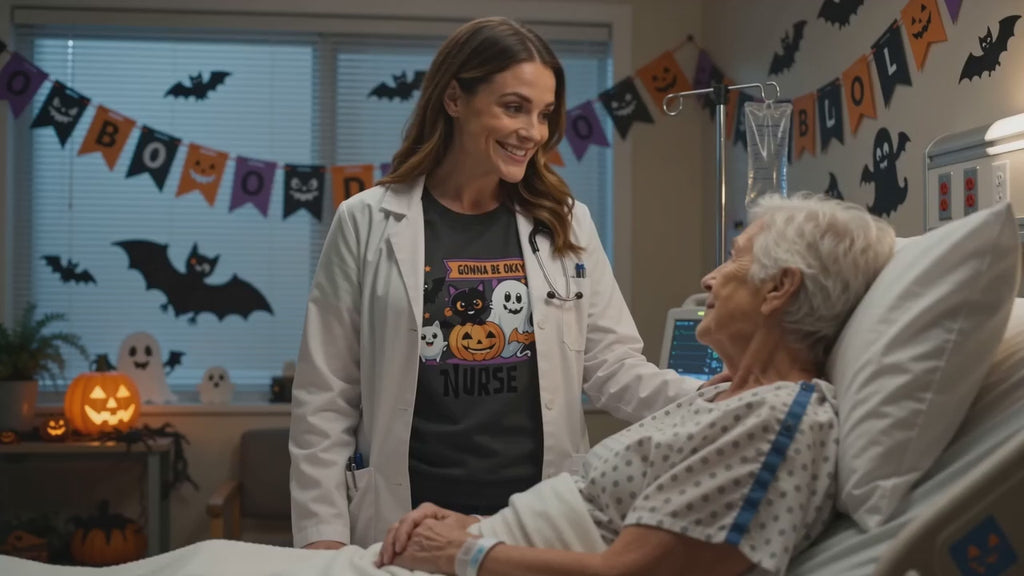 Halloween Nurse Sweatshirt Gonna Be Okay | Cute Ghosts, Cat, Pumpkin, Bats